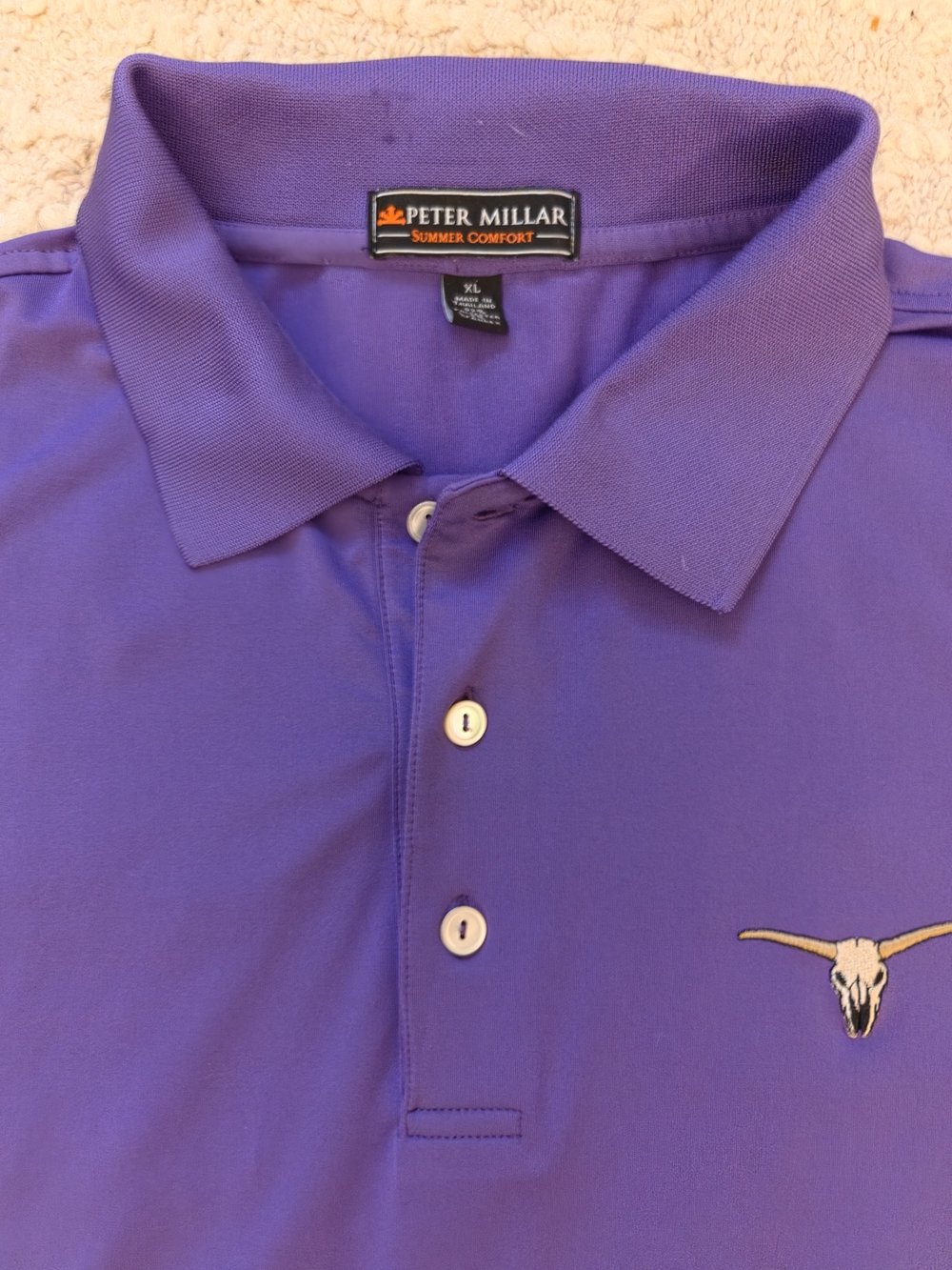 Peter Millar Summer Comfort Purple Texas Longhorns Golf Polo Shirt XL